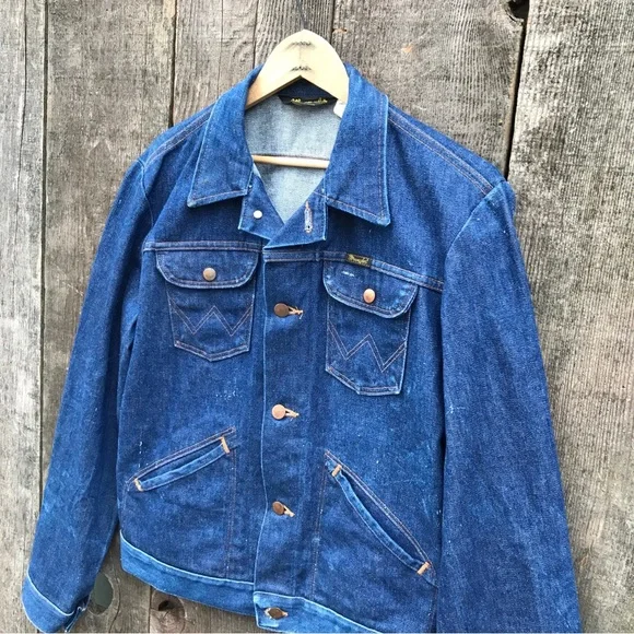 Vintage 70s Wrangler No-Fault Denims Trucker Jacket 38 L 74136NV - Picture 2 of 13